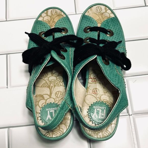 Fly London Ylva Platform Sandals Wedge Sling Back Lace Up Sea Foam Green Size 39 - Picture 10 of 15